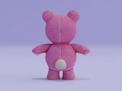 Teddy Bear Toy Plush Pink Free low-poly 3D model