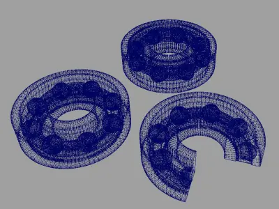 Bearing three ball bearings 3D model