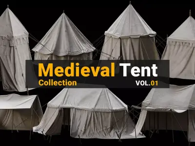 Medieval Tent Collection Low-poly 3D model