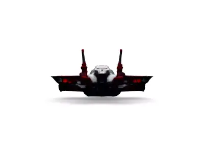 Scifi Fighter Jet Red Silver Low-poly 3D model