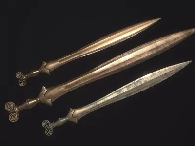 The Celtic Gundlingen - Leaf-Bladed Bronze Sword Low-poly 3D model