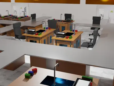 Laboratory Interior Low-poly 3D model shop