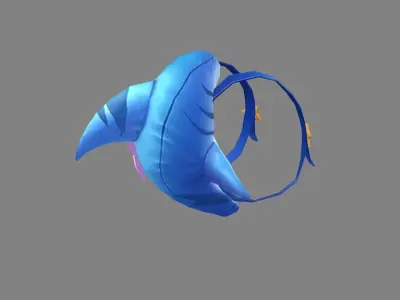 Cartoon shark backpack Low-poly 3D model