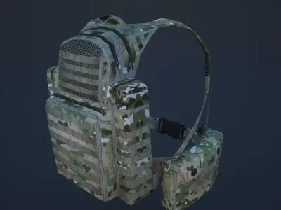 backpack multicam Low-poly 3D model