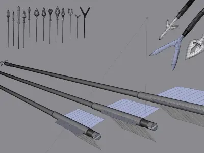 japanese arrow set 3D Low-poly 3D model