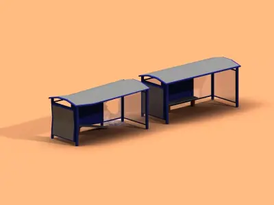 Post Apocalyptic Bus Stop Low-poly 3D model