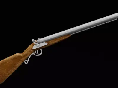 Double Barrel Rifle Low-poly 3D model
