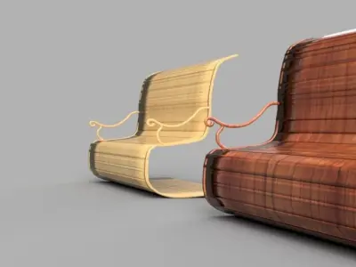 BENCH rattan chair 3D model