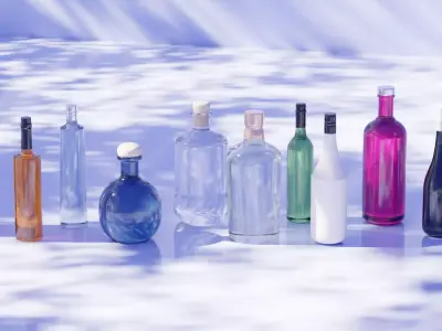 Ultimate Glass Bottle Collection Beverage and Decorative Bottles Free low-poly 3D model