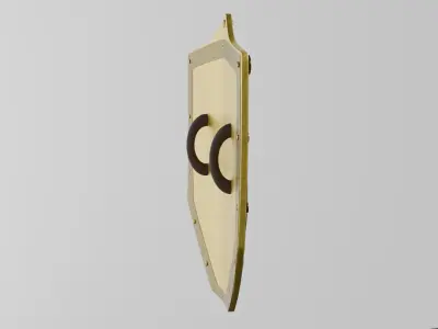 Golden Dragon Emblem Shield Low-poly 3D model