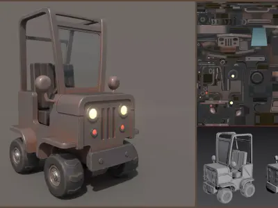 Simple Jeep Low-poly 3D model