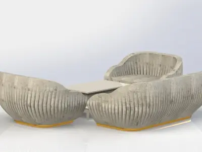 sofa 2 armchairs and coffee table   Free 3D model