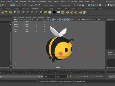 Cartoon Bee Low-poly 3D model