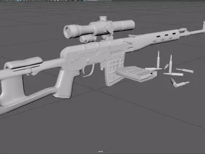 Low Poly SVD Dragunov Sniper Rifle 3D Model Low-poly 3D model