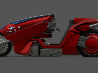 Free Akira Bike Futuristic Sci-Fi Motorcycle 3D Model Free low-poly 3D model