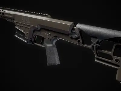 Barret Mrad Sniper Rifle - Model and Textures Low-poly 3D model