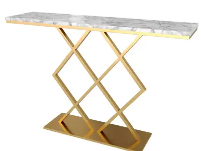 Gold Console Table Free 3D model