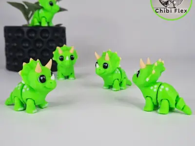 Flexi Mini Triceratops Print In Place No Supports 3D print model