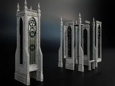 GOTHIC CASTLE KITBASH Low-poly 3D model