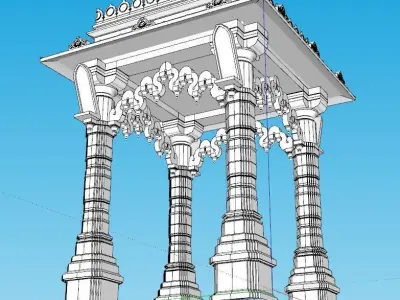 indian jodhpuri stone chatri  Low-poly 3D model