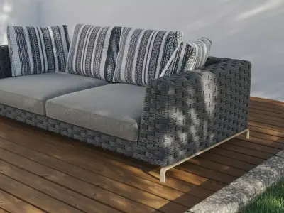 Rattan Outdoor Sofa Free 3D model