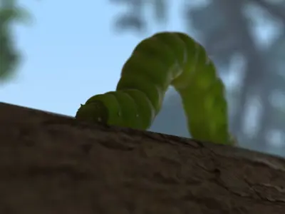 Green Caterpillar Low-poly 3D model