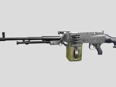 HMG-gun model 3d game ready model Low-poly 3D model Low-poly 3D model