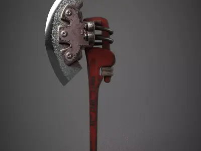 The axe of survival Axe wrench adjustable  Low-poly 3D model