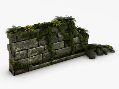 Jungle broken rock wall 3D model