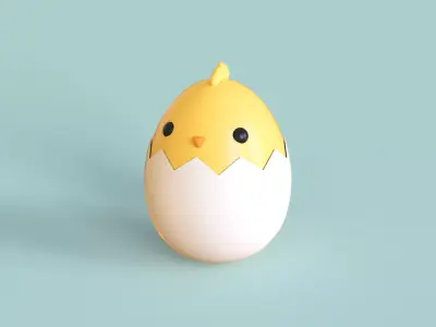 Easter Eggs Chicken 01 Low-poly 3D model
