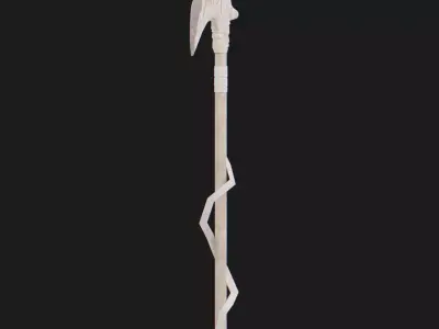 Ancient Fantasy Bone Halberd Low-poly 3D model