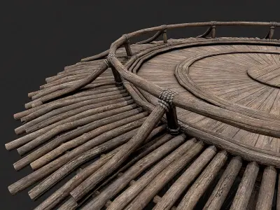 Medieval Wooden Circular Platform Arena 2 Low-poly 3D model