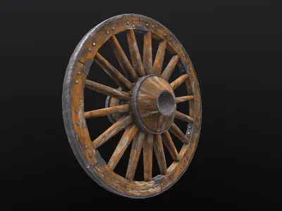 Wagon Wheel1 Low-poly 3D model