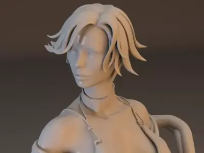 Cyberpunk Female Warrior  HighTech Resin Miniature 3D print model