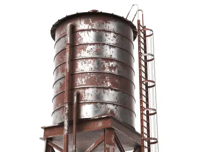 Detailed Rusted Water Tank 3D model