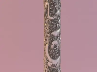 Dragon Pillar Panlong ancient stone pillar stone Columns 3D model