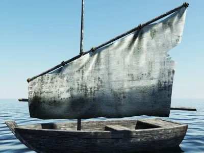 Old Sailing Boat Low-poly 3D model