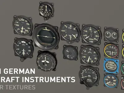 WWII German aircraft instruments Low-poly 3D model