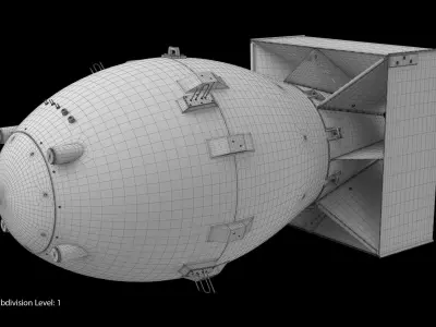Fat Man Nuclear Bomb Yellow Low-poly 3D model