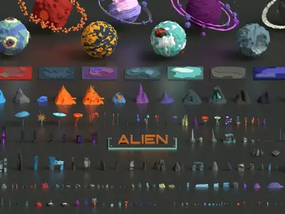 Free Demo of Low Poly Space Alien Worlds 3D Asset Pack Free low-poly 3D model