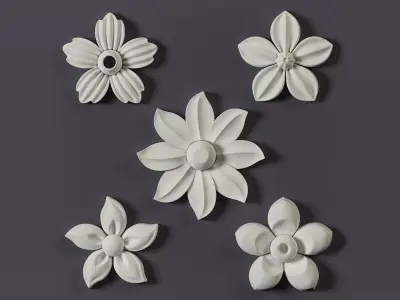 5 Floral Ornament brushes alphas and 3D models Free 3D model