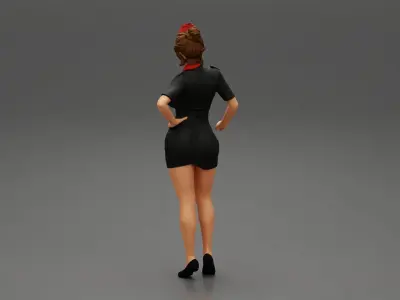 Sexy woman steward standing 3D print model
