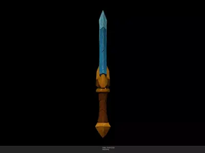 Stylized Frost Dagger Game Ready - AI Low-poly 3D model