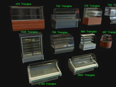Commercial Food Display counters Low-poly 3D model