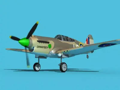 Curtiss P-40B Tomahawk V02 RAF 3D model
