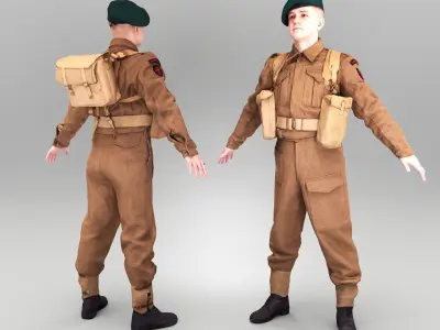 British army soldier in A-pose 369 Low-poly 3D model