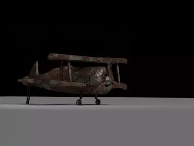 Rusty Vintage Biplane - Low-Poly 3D Model for Games  Animation Low-poly 3D model