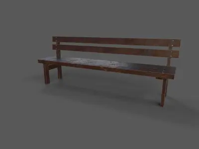 Old Wood Bench Low-poly 3D model shop