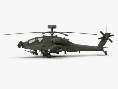 AH64E Apache Longbow Helicopter Green 2 in 1 3D Model Collection