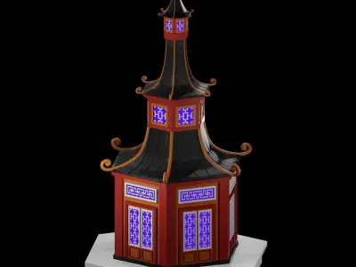 Chinese Pagoda Garden Structures Viewing Pavilions Low-poly 3D model